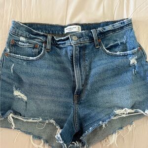 Abercrombie & Fitch Dark Blue Distressed Jean Shorts